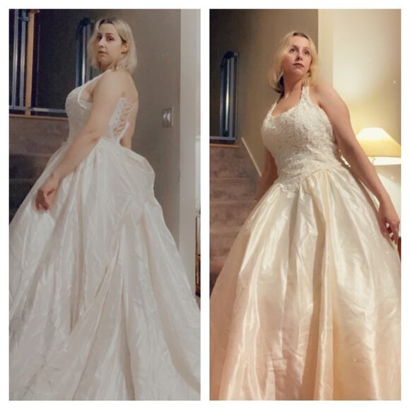 90s ivory halter wedding dress - Picture 6 of 9